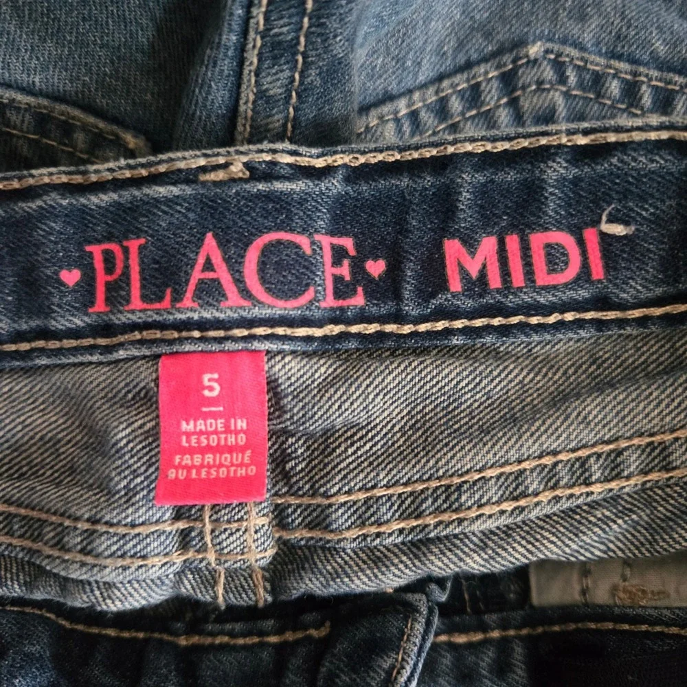 The Childrens‎ Place Girls Blue Distressed Denim Midi Shorts Size 5